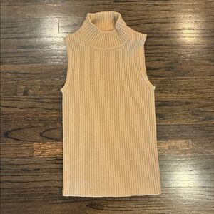 Banana Republic cashmere Tan Ribbed Sleeveless Turtleneck Top